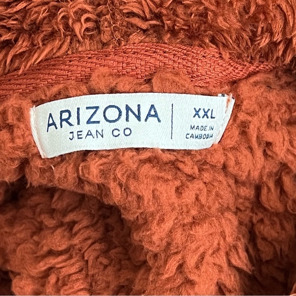 Arizona Jean Co Teddy Cropped Hoodie Jacket Long Sleeves 3/4 Zip Pockets Rust - Picture 9 of 12